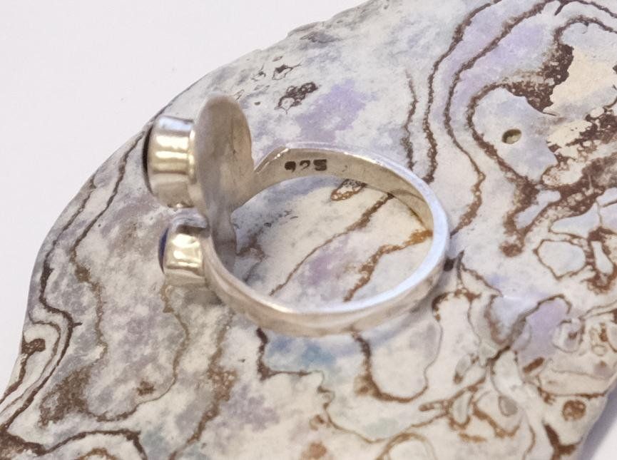 Anelli: Silberring Onyx und Lapislazuli Vintage – Usato da Zürich venduto da Melody2000 4
