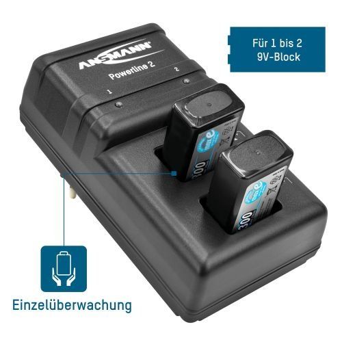 Caricabatterie: Ladegerät Powerline 2 Stecker-Ladegerät für 9-Volt-E-Block-A – Nuovo e nell'imballaggio originale da Egnach venduto da planus 2