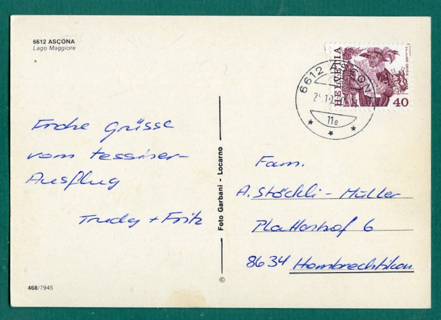 Cartoline postali: Ascona, 3 Ansichten, 1980, gelaufen Grossformat – Usato da Sargans venduto da Hausi1951 1