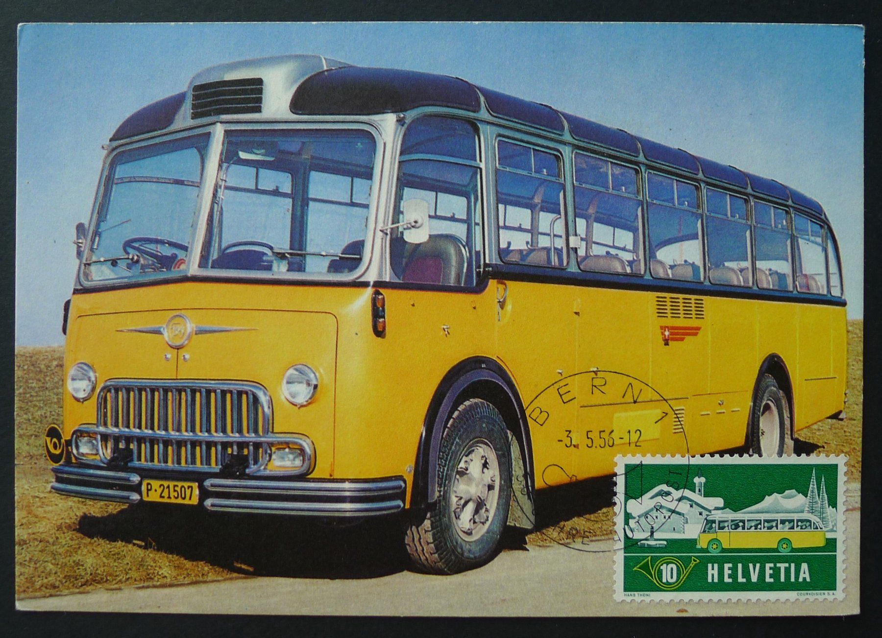 Tutti i francobolli: 1953, Maximumkarte Nr.314 Alpenpost Postauto – Usato da Ebikon venduto da SilvioFreund