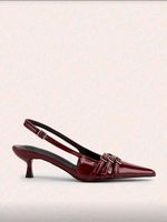 Slingback Pumps - 39 - Dark Red Lack - Kitten Heel
