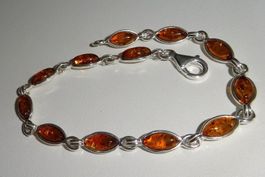 Bernstein Armband 925 Silber