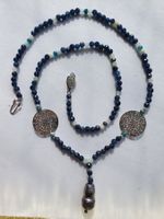 Elegant Kette. Saphir, Morganit und Perle