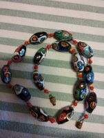 Antike Muranoglas-Kette – Millefiori-Perlen, ca. 60 Jahre