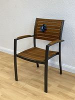 Neuer Garten- Armlehnenstuhl Nea II, Holz & Chrom, Landi