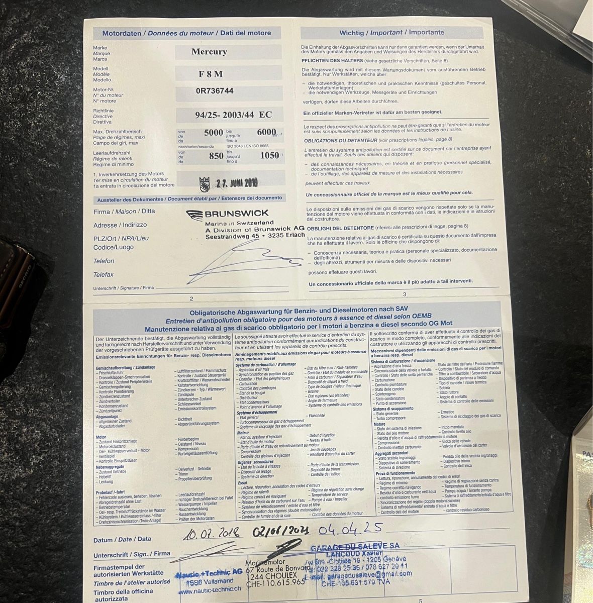 Mercury Motori: Mercury 8 Fourstroke Outboard Engine - Model F8M 2010 – Usato da Kriens venduto da Hugo-6010 2