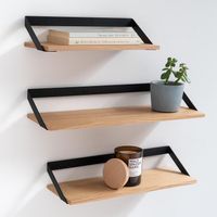 Wandregal Set 3-teilig Metall und Holz Hängeregal modern