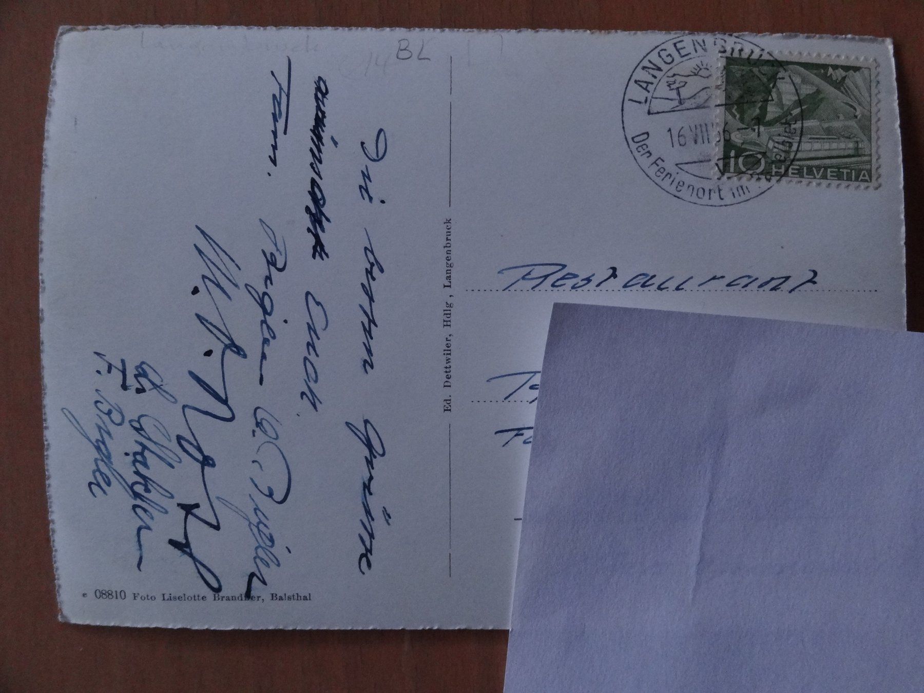 Cartoline postali: Langenbruck - BL - 1956 – Usato da St Léonard venduto da Riglin 1
