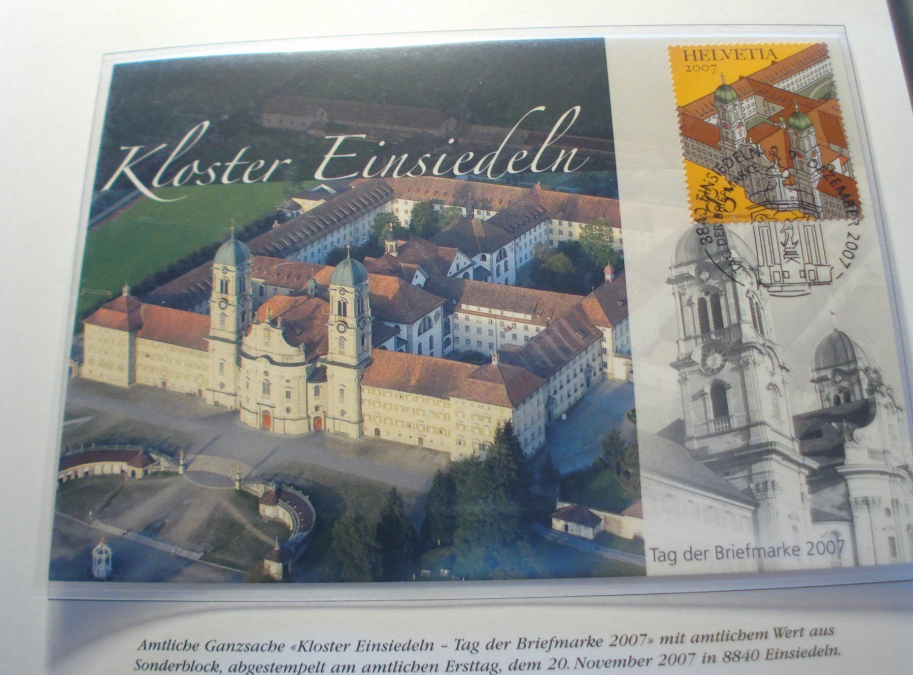 Tous les timbres: Maximumkarte Einsiedeln 2007, Mit Ausschnitt aus Block – D'occasion à Niederwil AG par morostahu