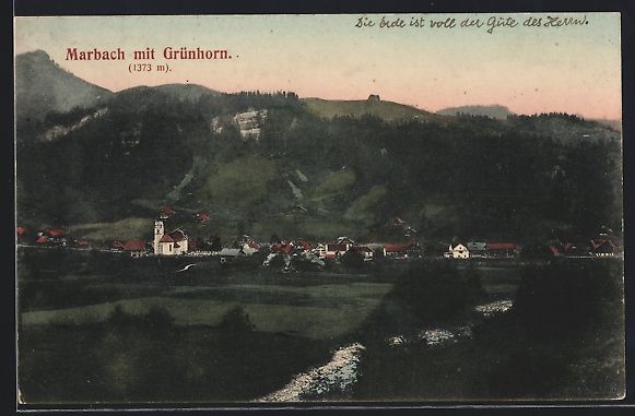 Cartoline postali: AK Marbach, Ortsansicht mit Grünhorn – Usato da Berlin venduto da bartko-reher