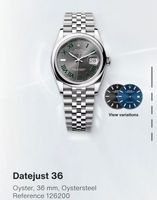 Datejust 36 Oyster, 36 mm, Oystersteel Reference 126200