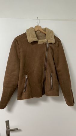 Kunstlederjacke mit Teddyfutter innen