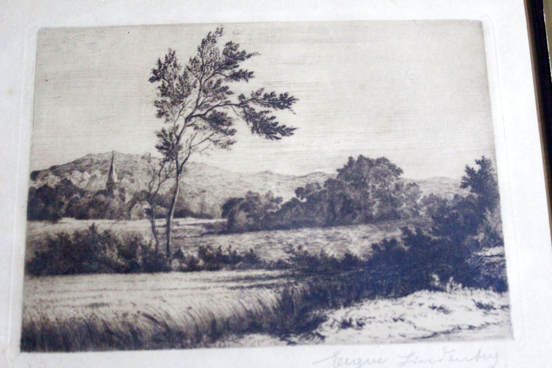 Gemälde: EUGEN LINDENBERG (Germany, 1877-?) Landschaft mit Kirche – Gebraucht aus Bern von Arting 1