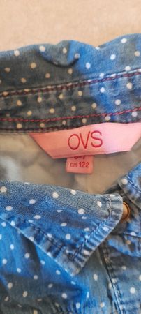 OVS Jeanshemd gepunkt blau Grösse 122 guter Zustand