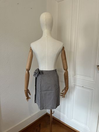 Massimo Dutti Skirt Size 36 Gingham Bow-Tie Black/White