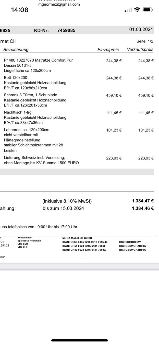 Armoires: Bett+Schank+Nachtisch+Matratze – D'occasion à Baden par mgeormezi 4