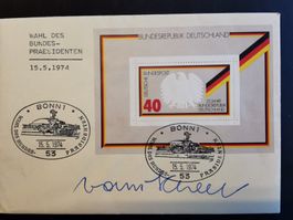 Original Autogramm Bundespräsident Scheel 1974, Top!  BRD