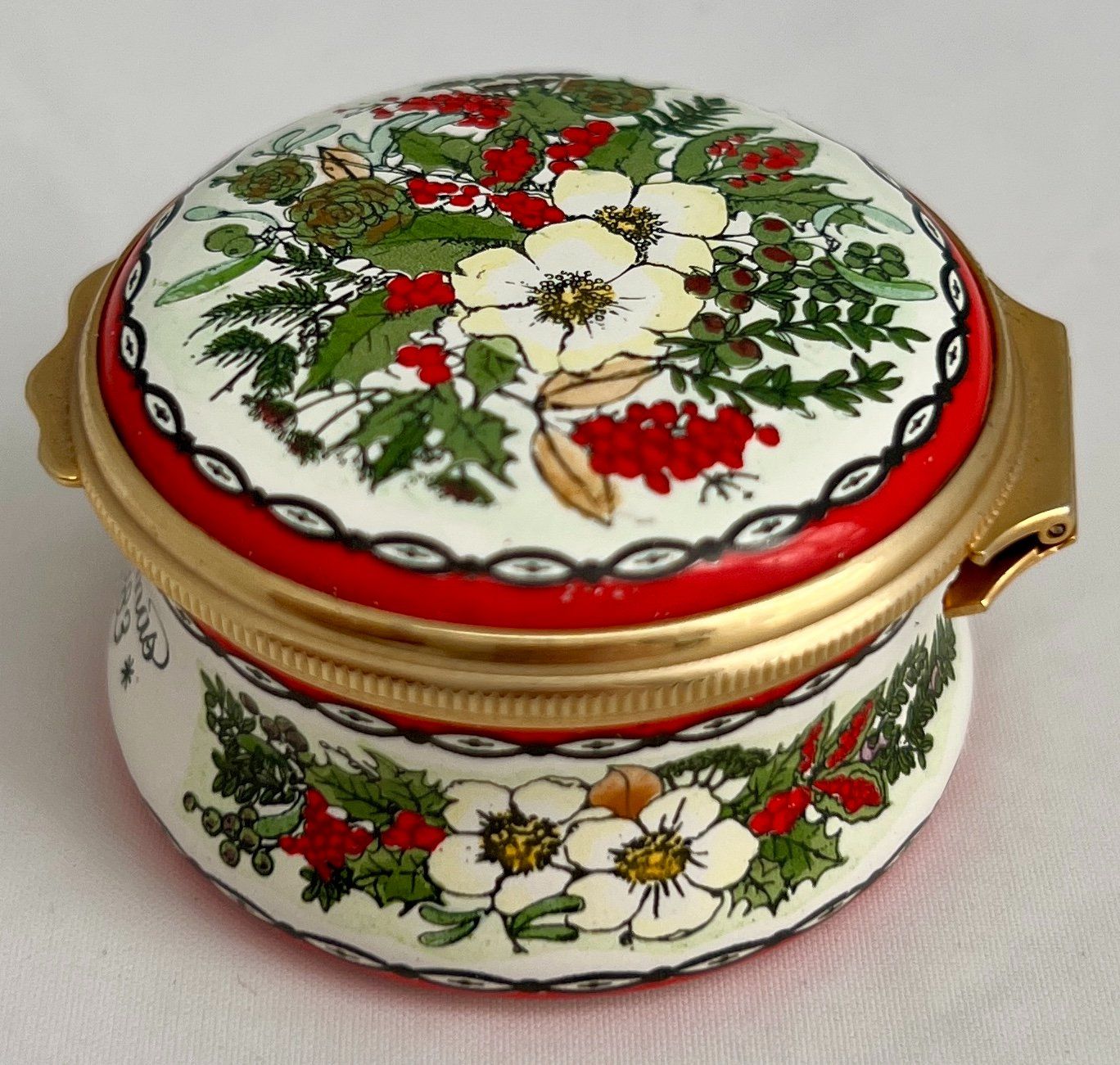 Contenitori & Simili: Halcyon Days Enamels, handbemaltes Weihnachtsdöschen, 1983 – Difettoso da Zürich venduto da Drahtzug 2