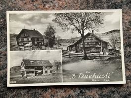 Ansichtskarte, Gais, die drei Ruehüsli gelaufen 1940,