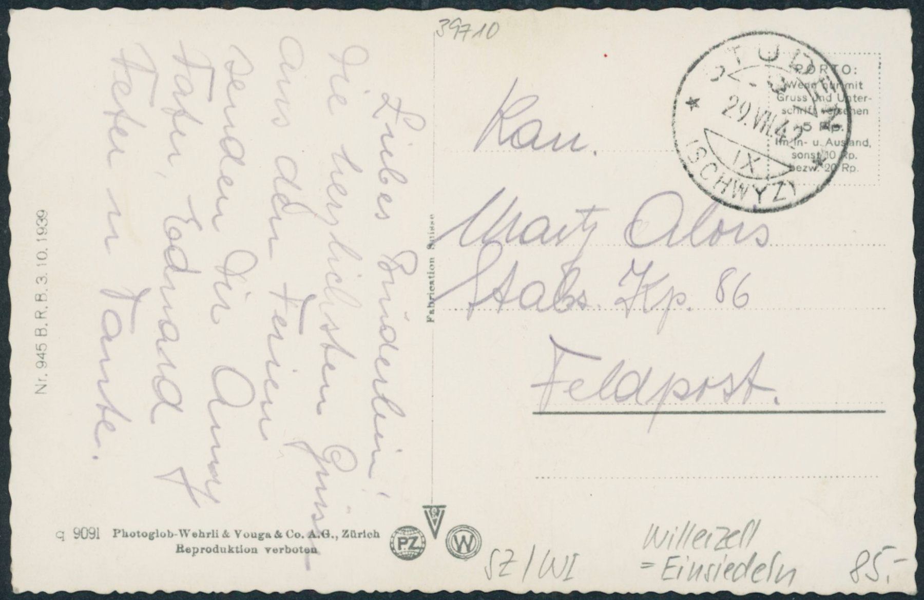 Cartoline postali: SZ Willerzell - Einsiedeln – Usato da Schindellegi venduto da masutka7 1