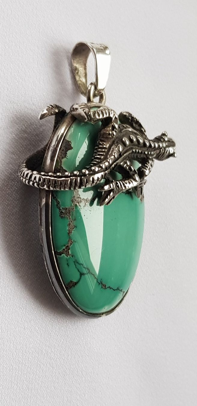 Pendentifs: Anhänger Türkis mit Echtsilber-Eidechse massiv – Neuf (Voir description) à Dällikon par Toyfan 5
