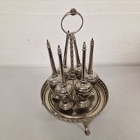 Antiker Silber-Essig/Öl Menage Ständer, Vintage Design