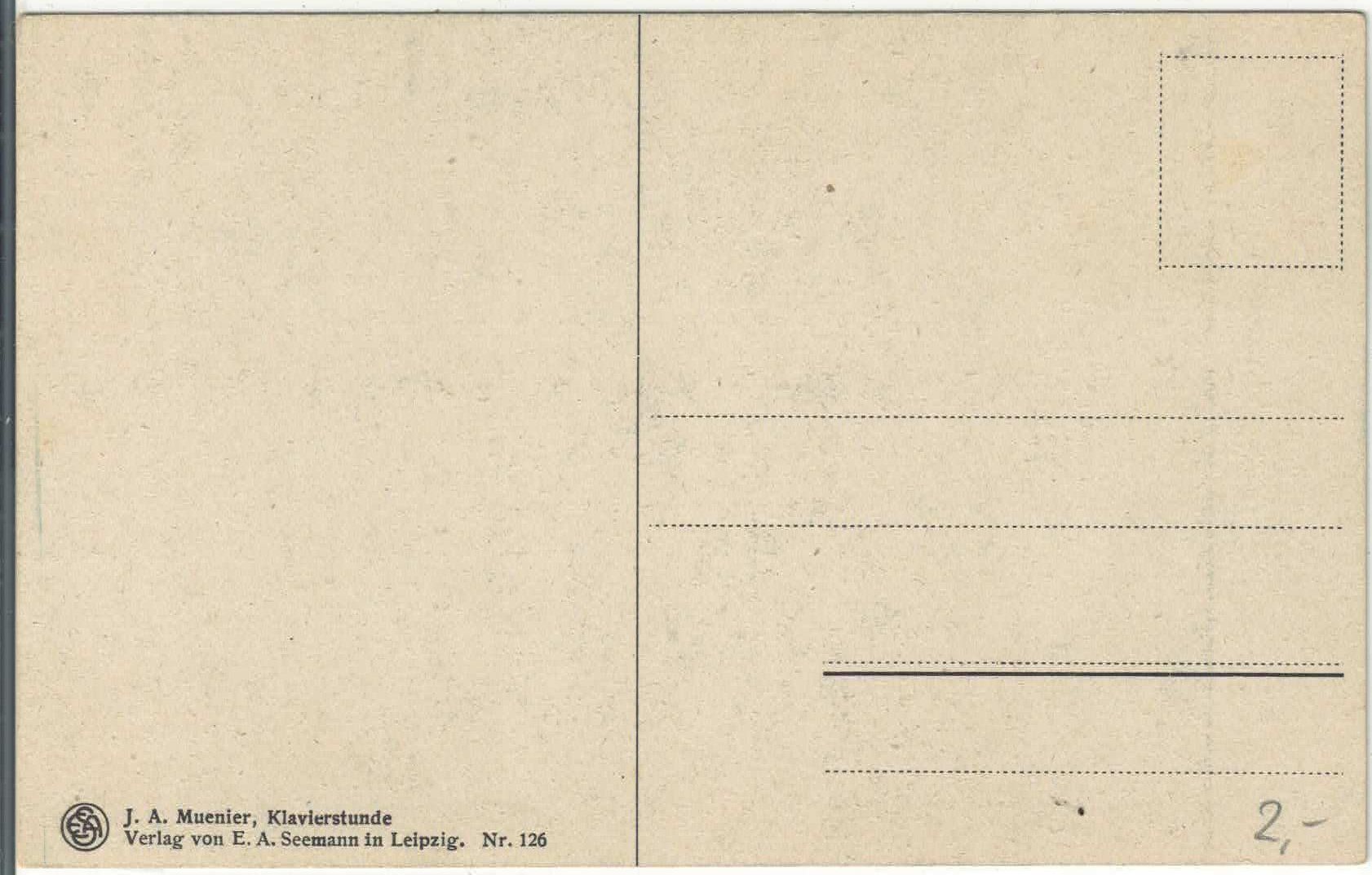 Cartoline postali: J.A. Muenier - Klavierstunde – Usato da Ettingen venduto da Kartenplanet 1