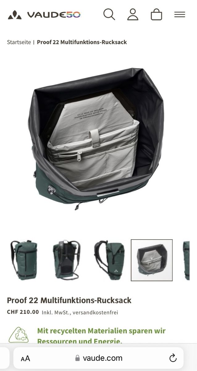 Vaude Zaini: Vaude Multifunktions-Rucksack 22L – Nuovo (secondo la descrizione) da Luzern venduto da Sve_958r 3