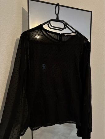 Blouse noire transparente à pois Na-kd, taille M