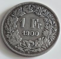 1 Fr. Helvetia 1900 Silber guter Zustand