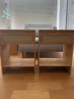 2 Nachtisch Beistelltisch Bambus und Wiener Geflecht