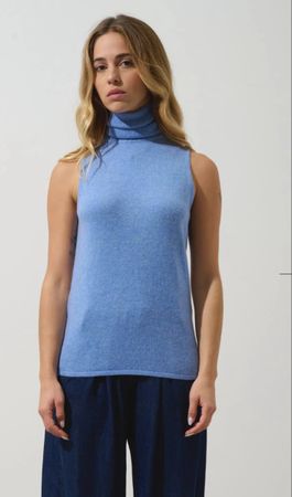 Perfect Cashmere Rollkragen Pullunder Gr. S hellblau