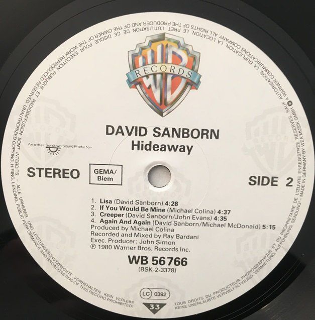 Dischi in vinile: David Sanborn - Sideaway (LP) – Usato da Grüningen venduto da azulvinyl 3