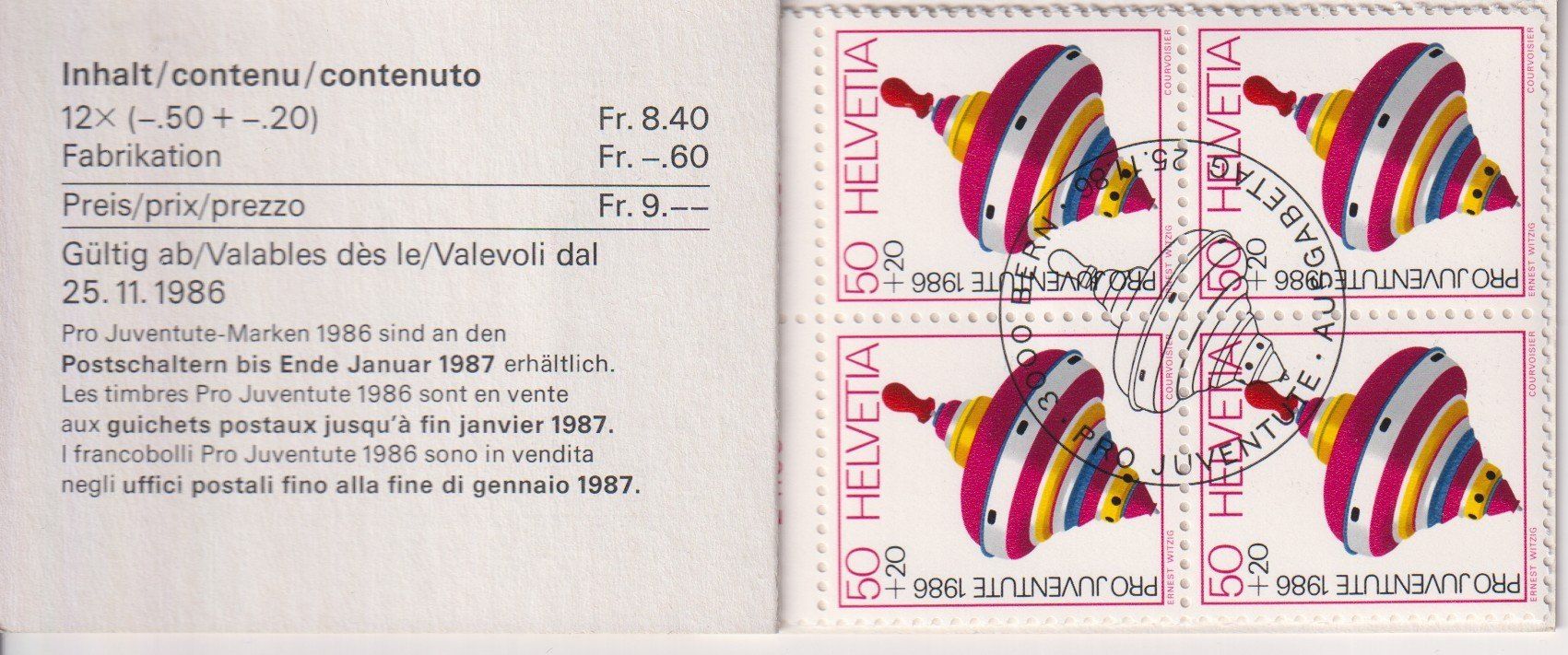 Tutti i francobolli: Markenheft PJ 1986 ET gestempelt+++++ – Usato da Samnaun-Compatsch venduto da Muckimu 1