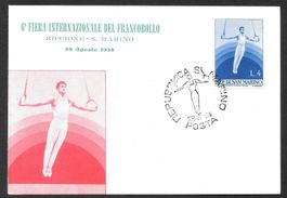 San Marino Maximumkarte Nr. 516 Ringe - Turnen ET 28.8.1954