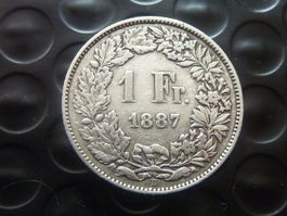 Alte schöne  1 Fr. 1887  -  Ungereinigt  -