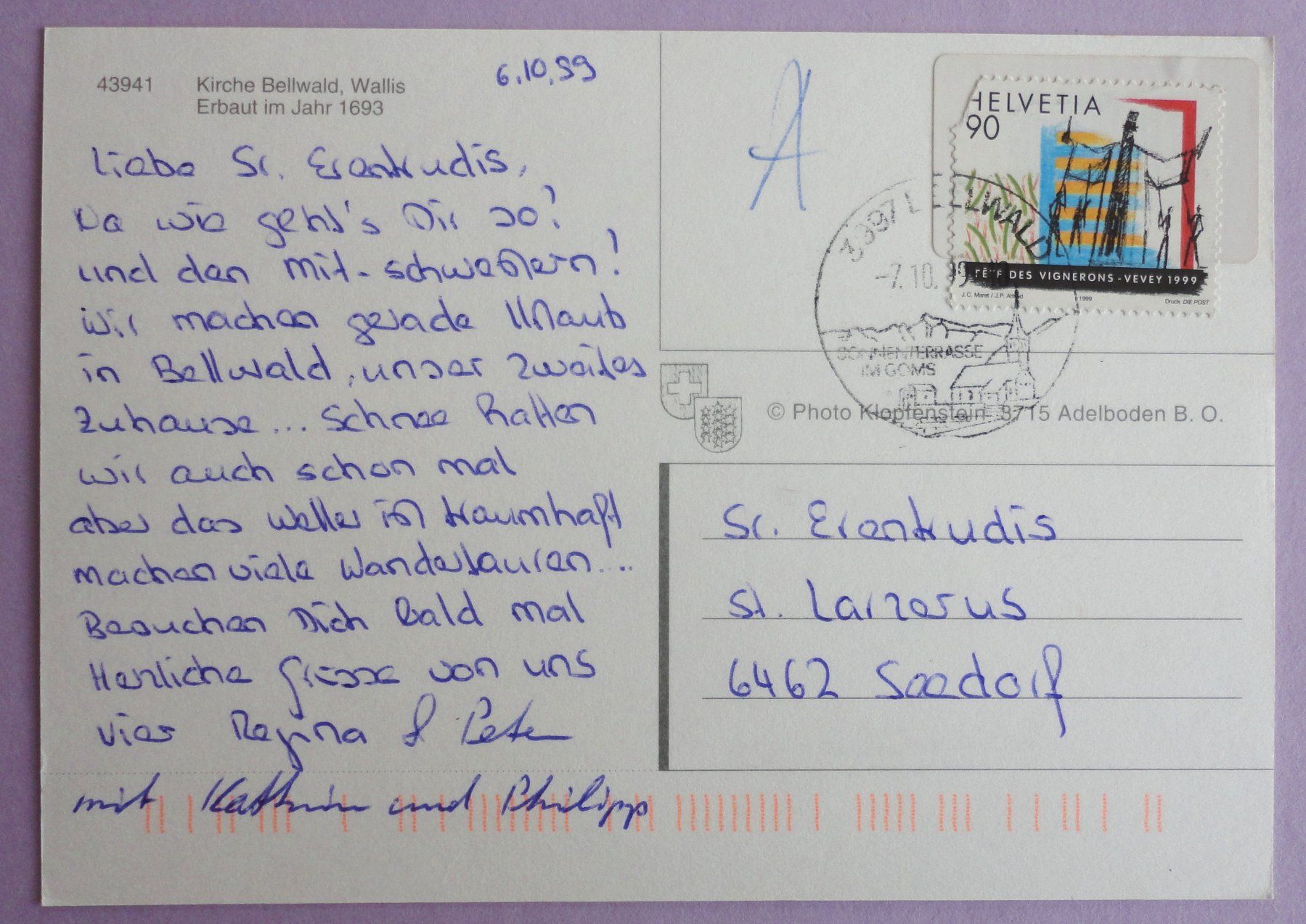 Cartoline postali: Kirche Bellwald, Wallis – Usato da Fétigny venduto da Billy2miny 1