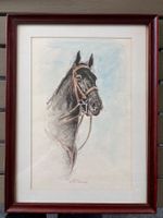 Aquarelle signée A. Beney – portrait de cheval