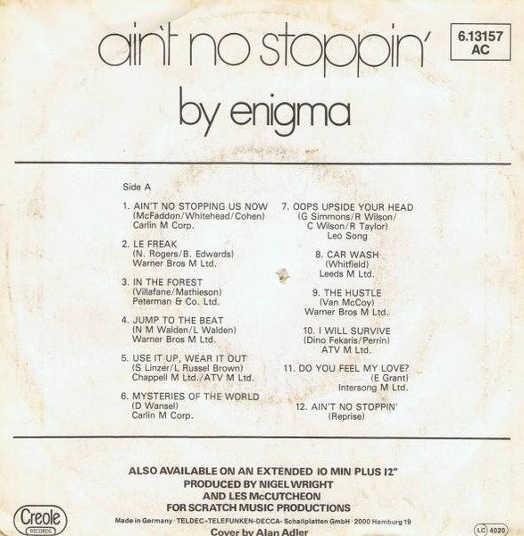 Schallplatten: Enigma: Ain't No Stoppin' 7" – Gebraucht aus Steinhausen von Vilivinili 1