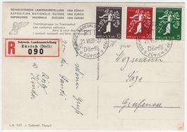 5, 10 + 20 Rp. RM Landimarken auf Chargé Landi Ansichtskarte