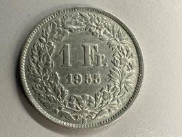 1 Fr. Silber Schweiz 1955 -vz