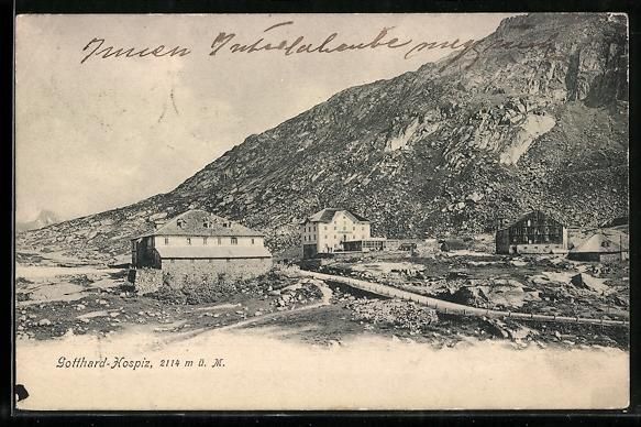 Cartes postales: AK Gotthard, Hospiz mit Bergstrasse – D'occasion à Berlin par bartko-reher