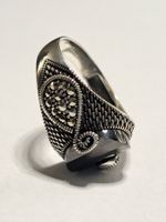 0035 - Bague en argent, Onyx, taille 60