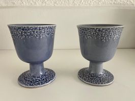 2Stk. Kelche aus Keramik, glasiert, lila