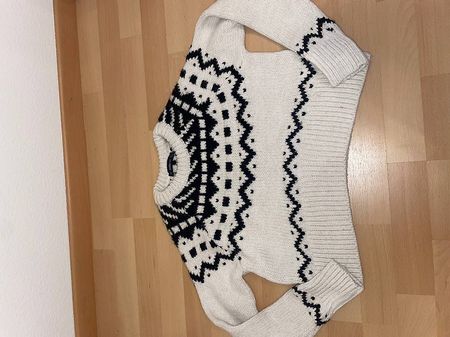 Zara Damenpullover, Winterpullover, Gr. S, beige schwarz