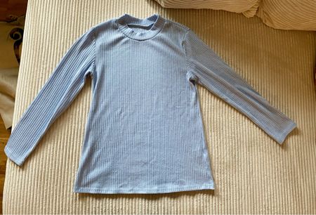 Pullover Gerippt Sweatshirt Hellblau Blau Oberteil Gr. S
