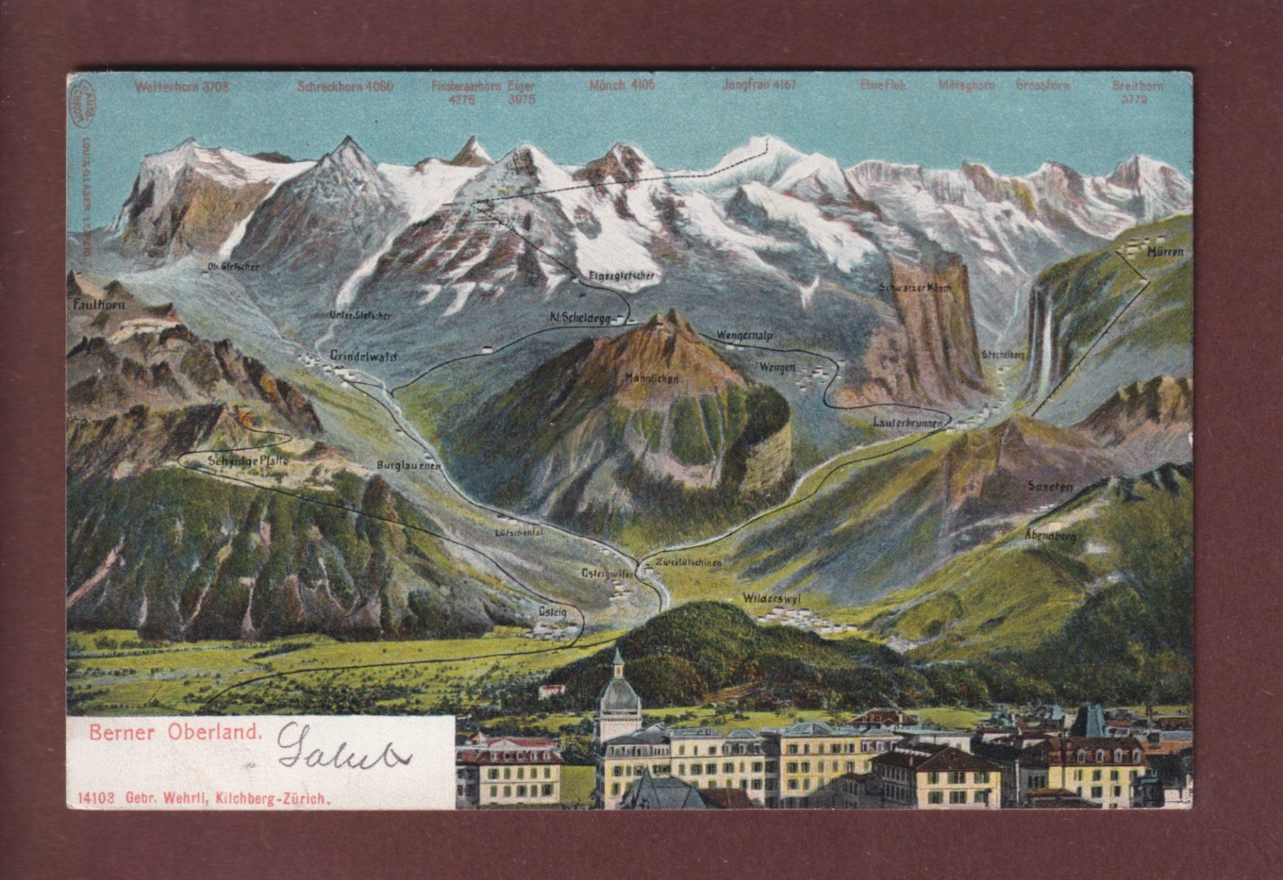 Cartoline postali: BERNER OBERLAND - 1904 – Usato da Pully venduto da nicecards