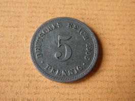 Dt. Reich 1905 A,  5 Pfennig