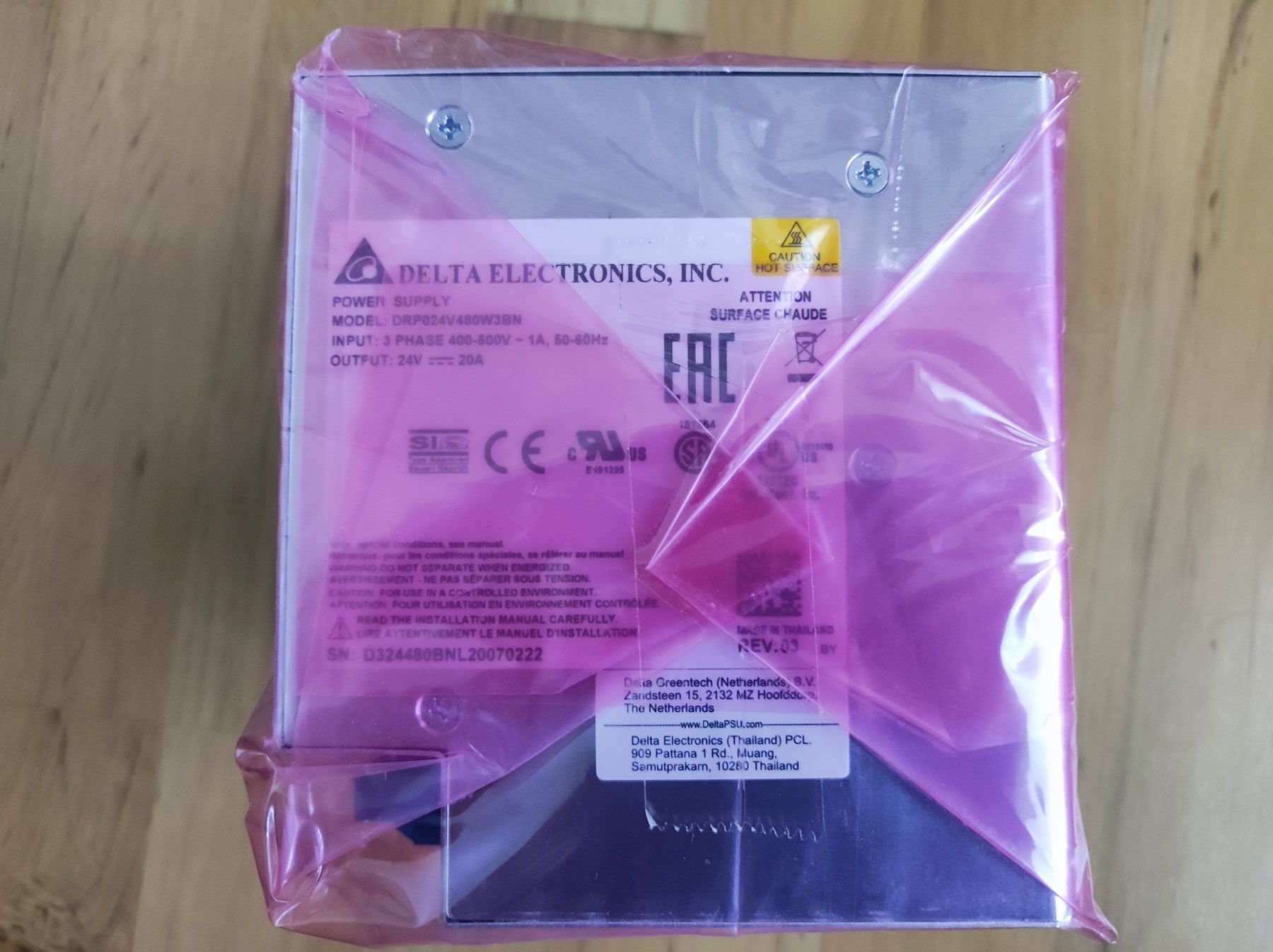 Componenti elettronici: Delta Electronics, Power Supply 480W 24V 20A  DRP024V480W3BN – Nuovo e nell'imballaggio originale da Ufhusen venduto da HKSC 3