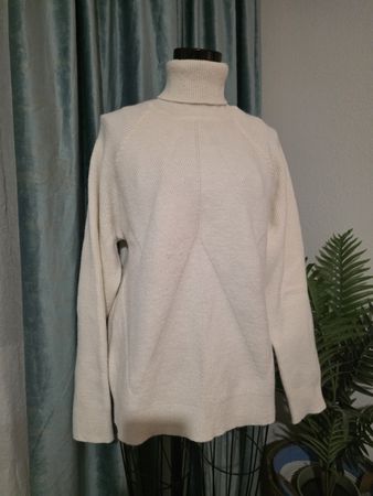Turtleneck Sweater Cream White Ribbed Knit Long Sleeve